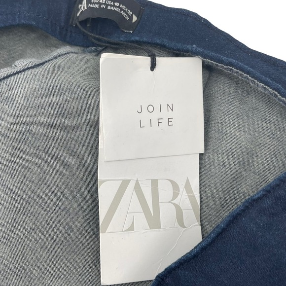 Zara Sz 10 Stirrup Jeggings Dark Wash Pull On Jean Leggings Side Zip Stretch NWT - Picture 10 of 14